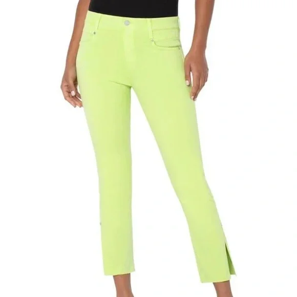 Liverpool Los Angeles Lime Green Gia Glider Pull-On Split Hem Ankle Jeans~Size 8 - Picture 1 of 8